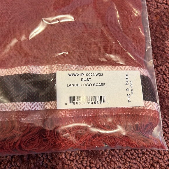 Rag and bone lance logo scarf rust new with tags - Picture 7 of 7